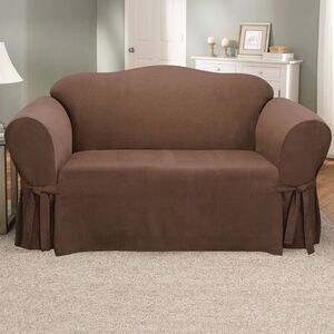 Sure Fit - Soft Suede Loveseat Slipcover Chocolate - Sure Fit Chocolate